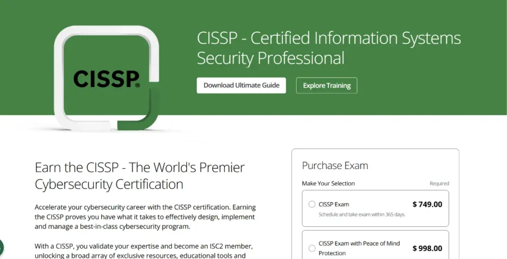 CISSP certification logo, an expert-level cyber security certification for security leaders