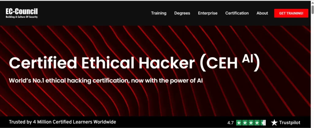 Certified Ethical Hacker CEH v13 cyber security certification logo by EC-Council