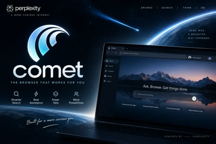Comet AI Browser by Perplexity with built-in AI assistant and browser interface