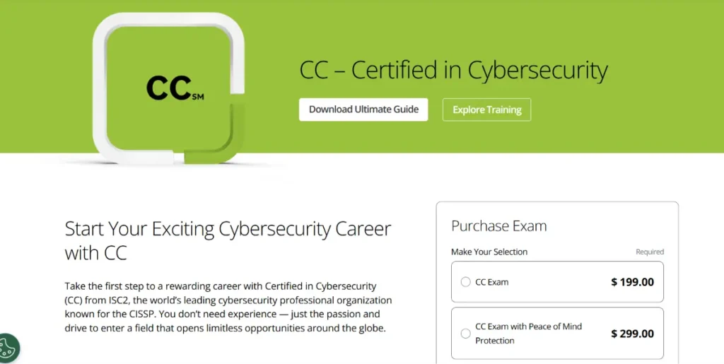 ISC2 Certified in Cybersecurity (CC) entry-level cyber security certification badge for beginners