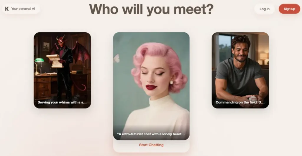 Kindroid AI platform for creating personalized AI characters with memory and custom backstories